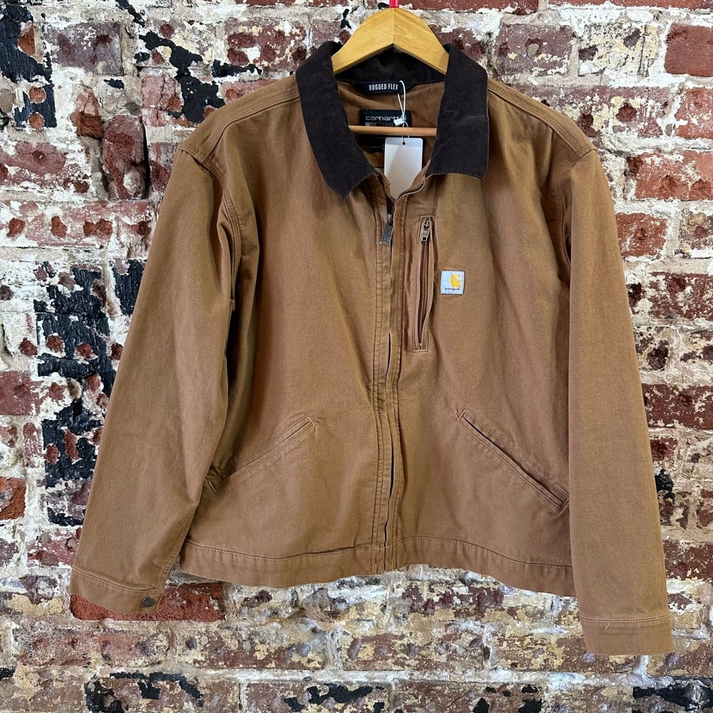 Carhartt Women's Brown Rugged Flex Loose Fit Canvas Detroit Jacket Size Large